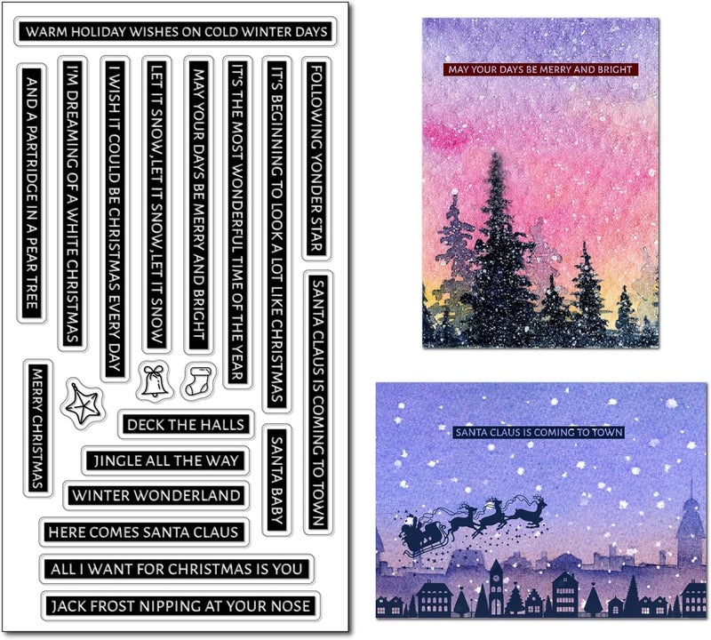 Arbuya Christmas Sentiment Clear Stamps for Card Making or Journaling, Verse Sayings Silicone Rubber Stamps for Scrapbooking Art Journals Paper Crafts Decoration - Image 1